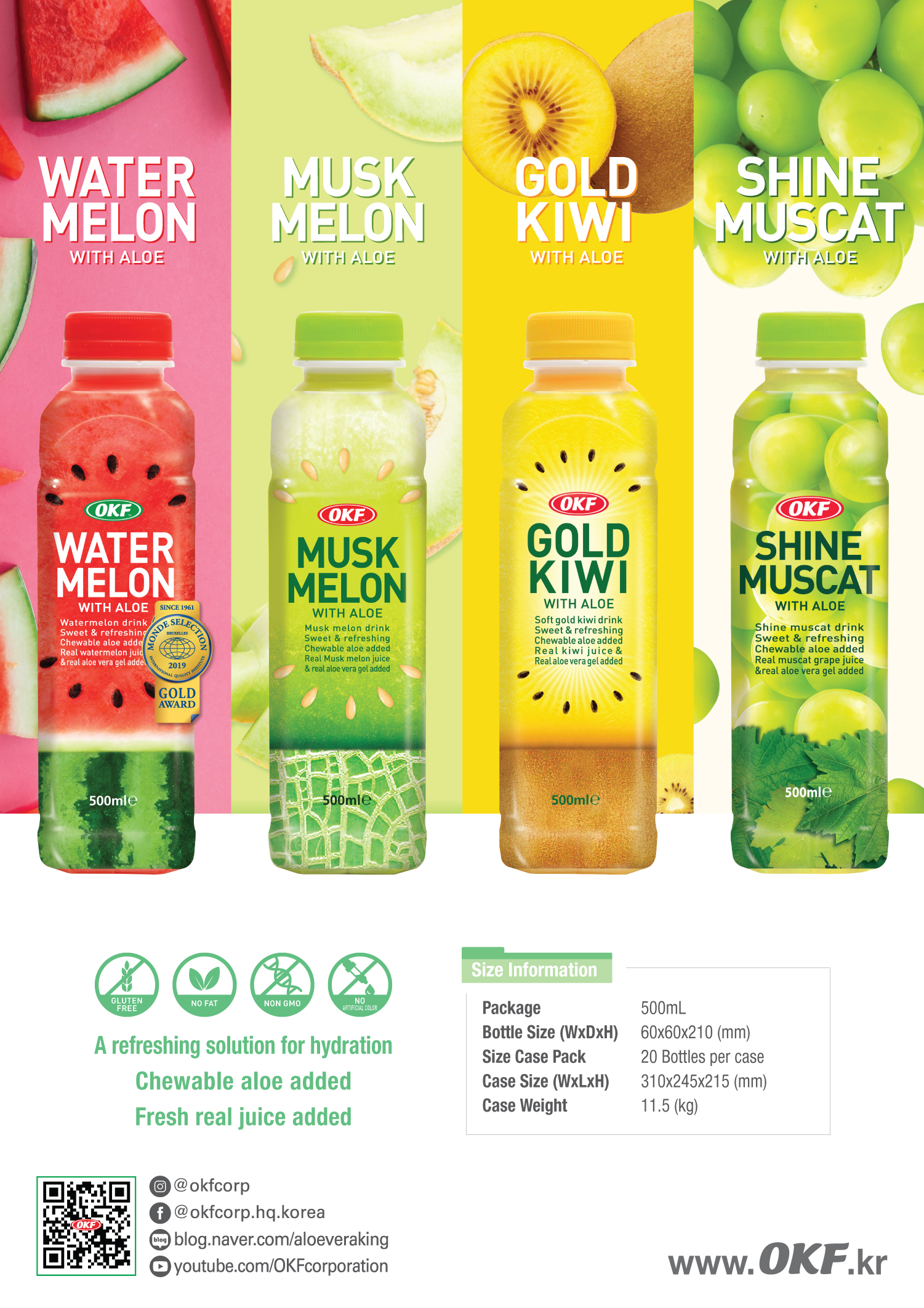 Nước ép OKF dưa lưới nha đam 500ml