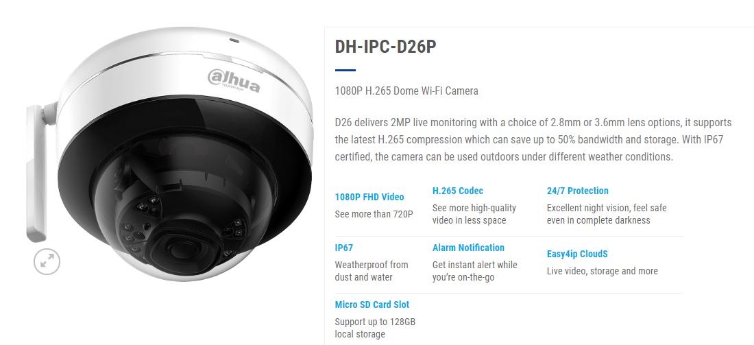Camera IP Wifi Dahua IPC-D26P - 2MP