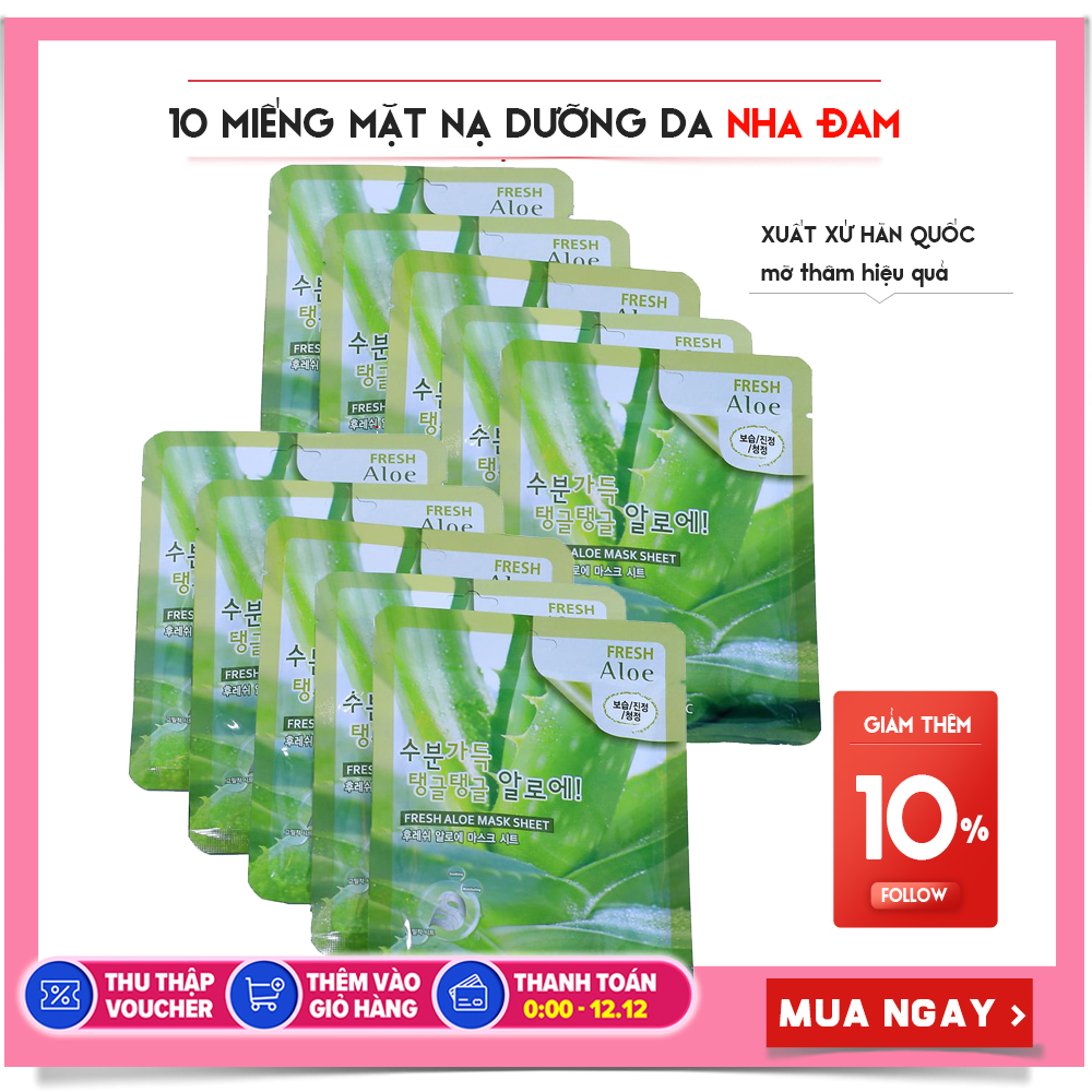 Mặt nạ dưỡng da ẩm mượt chiết xuất lô hội 3W Clinic Fresh Aloe Mask Sheet 23ml