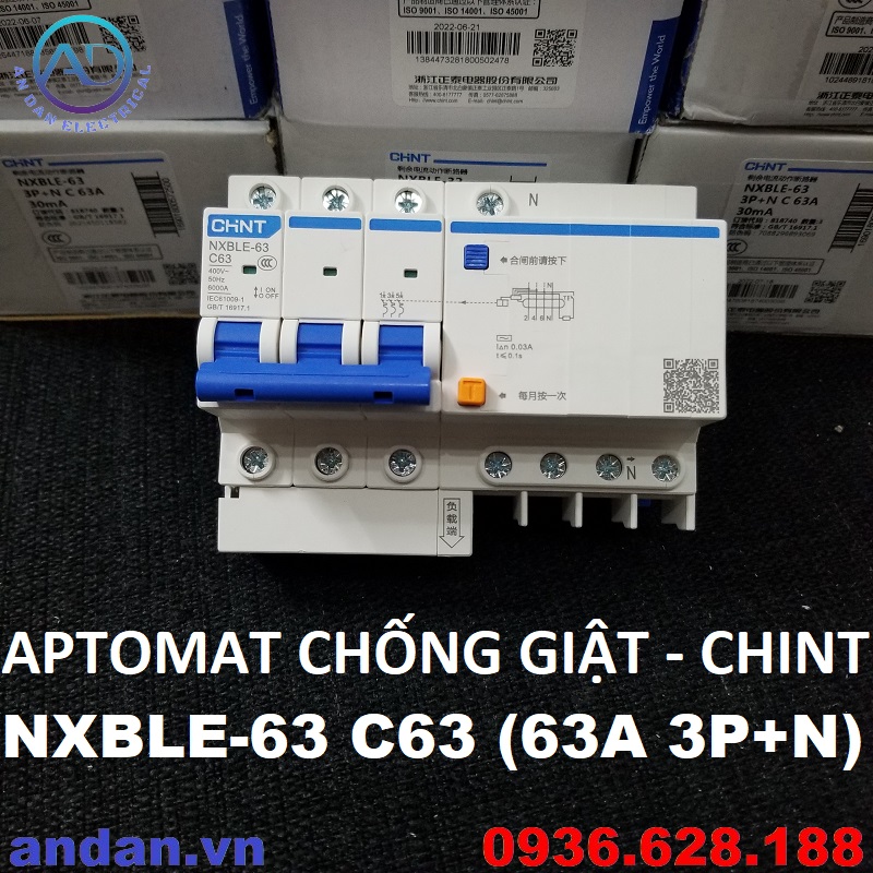 CHINT Aptomat chống giật Cầu dao chống rò NXBLE 32 3P N 32A NXBLE