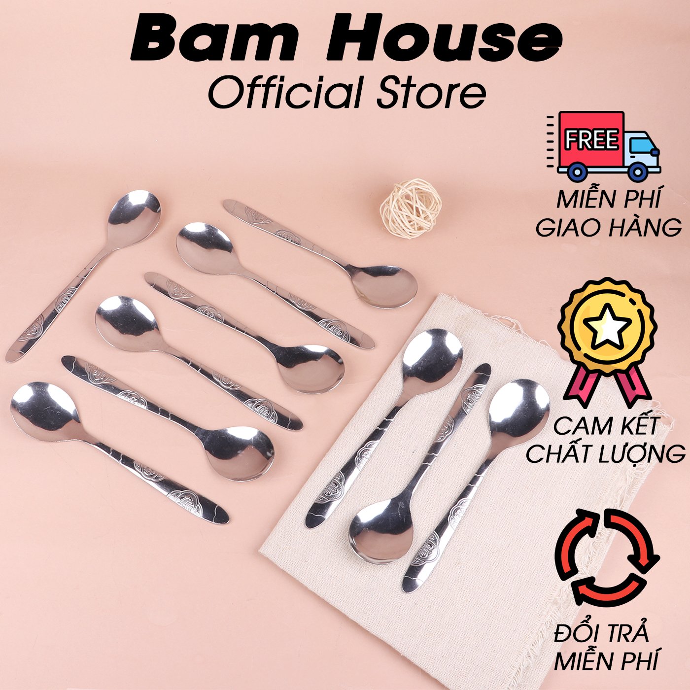 BỘ 10 MUỖNG SOUP TRÒN INOX MHT10