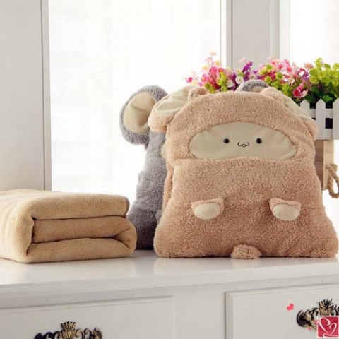 Bộ chăn gối 3 trong 1 chuột bông - vàng