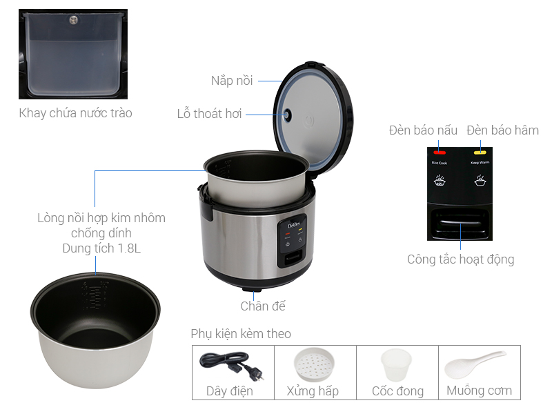 Nồi cơm điện Delites NCG1804