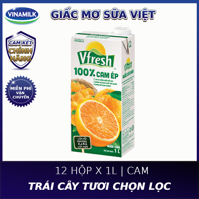 Nước Ép Vfresh Cam 1l thùng 12 hộp