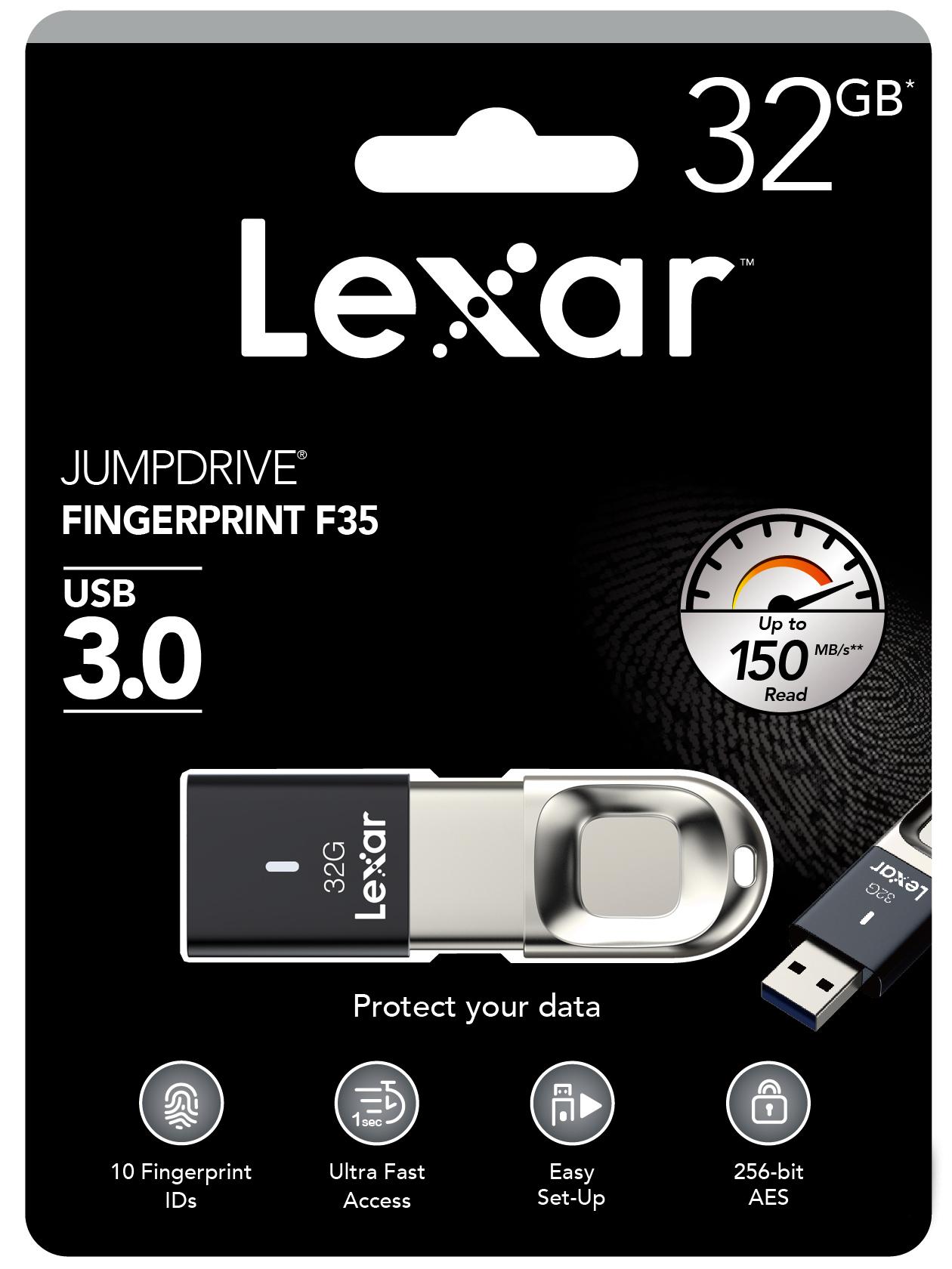 USB 3.0 Lexar F35 JumpDrive Fingerprint 32GB