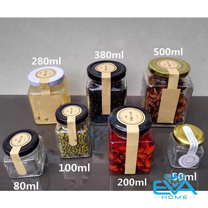 BỘ 6 HŨ THỦY TINH VUÔNG NẮP VẶN 280ML