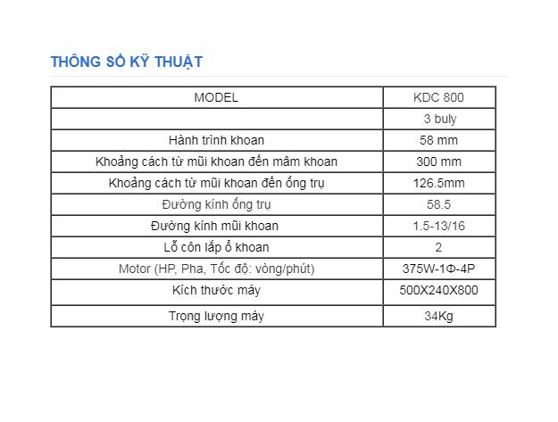Máy khoan bàn Hồng Ký KDC800