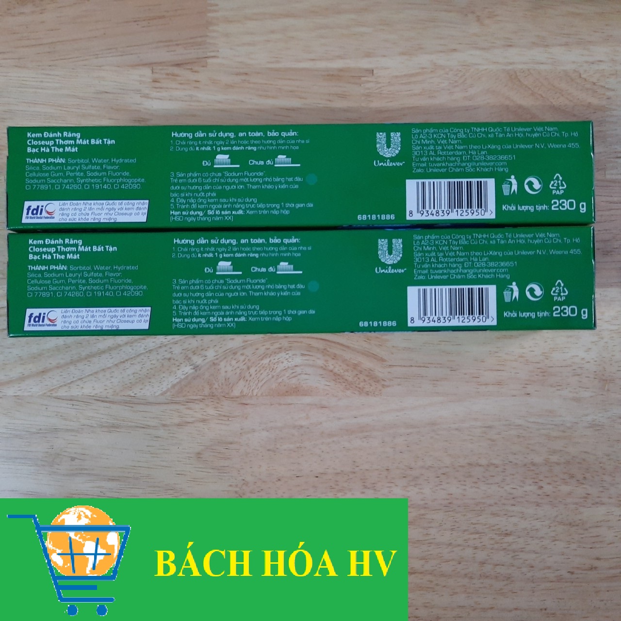 Combo 2 hộp Kem Đánh Răng Closeup bạc hà 230G