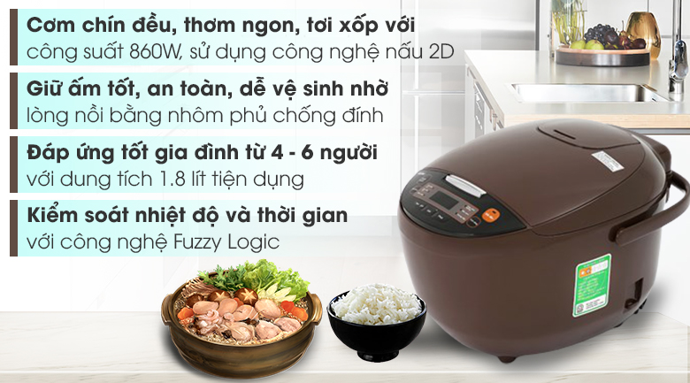 Nồi cơm điện Comfee CR-FD1820B 1.8L