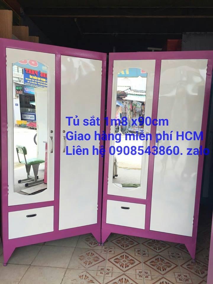 Tủ sắt đựng quần áo 2 cánh 1m8