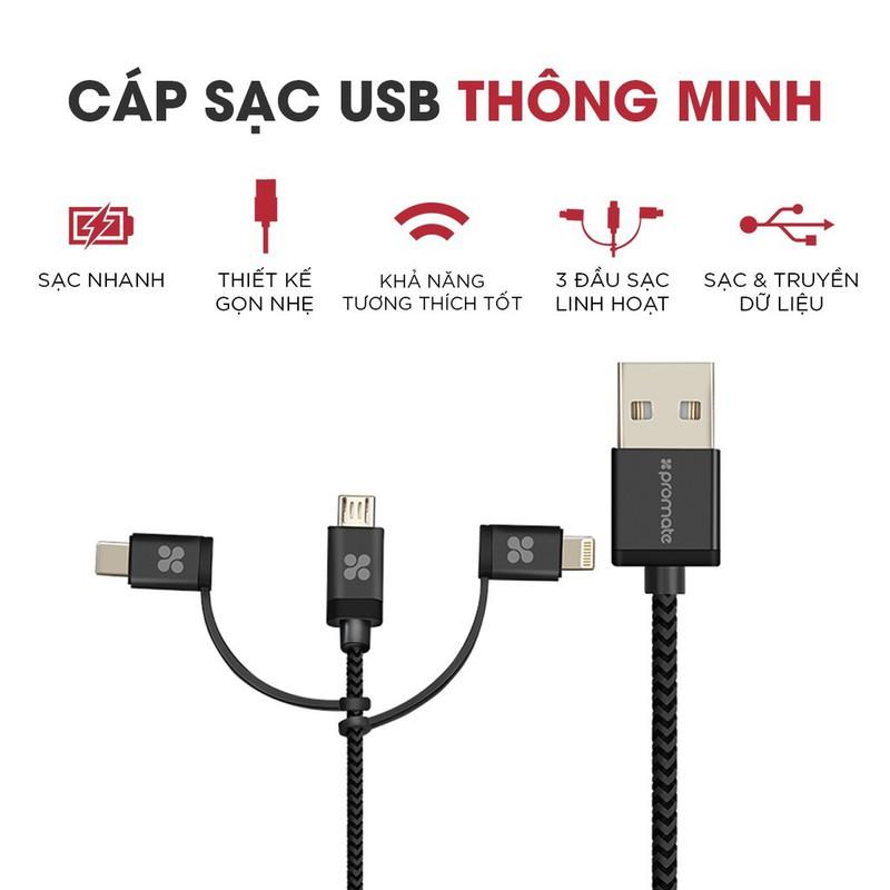 Cáp sạc Promate Unilink-Trio