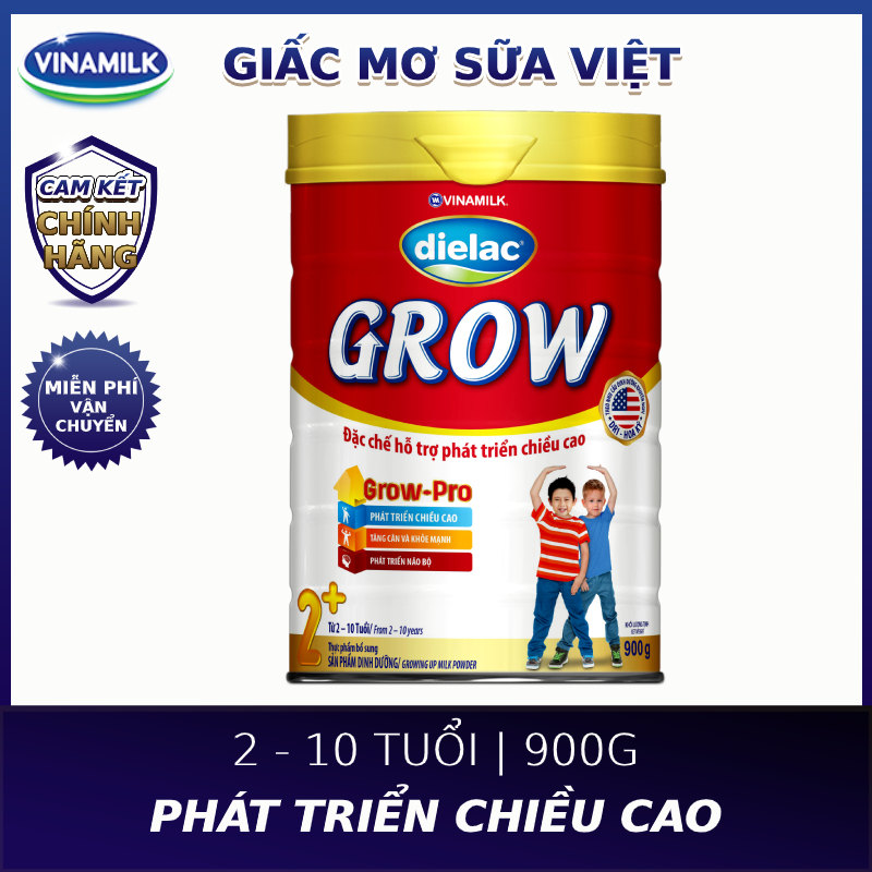 Sữa bột Dielac Grow 2+ (2-10 tuổi) 900g combo 2 lon