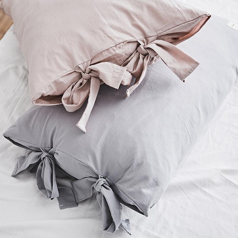 Phong Cách Nhật Bản 100% Cotton Bông Giặt Nước Duy Nhất Vỏ Gối Giản Lược Duy Nhất Người Lớn Màu Vỏ Gối 48 * 74cm Cặp Vỏ Gối