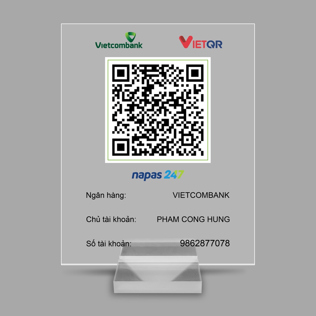 Bảng mã Qr bằng chất liệu mica để bàn thiết kế theo yêu cầu Lazada vn