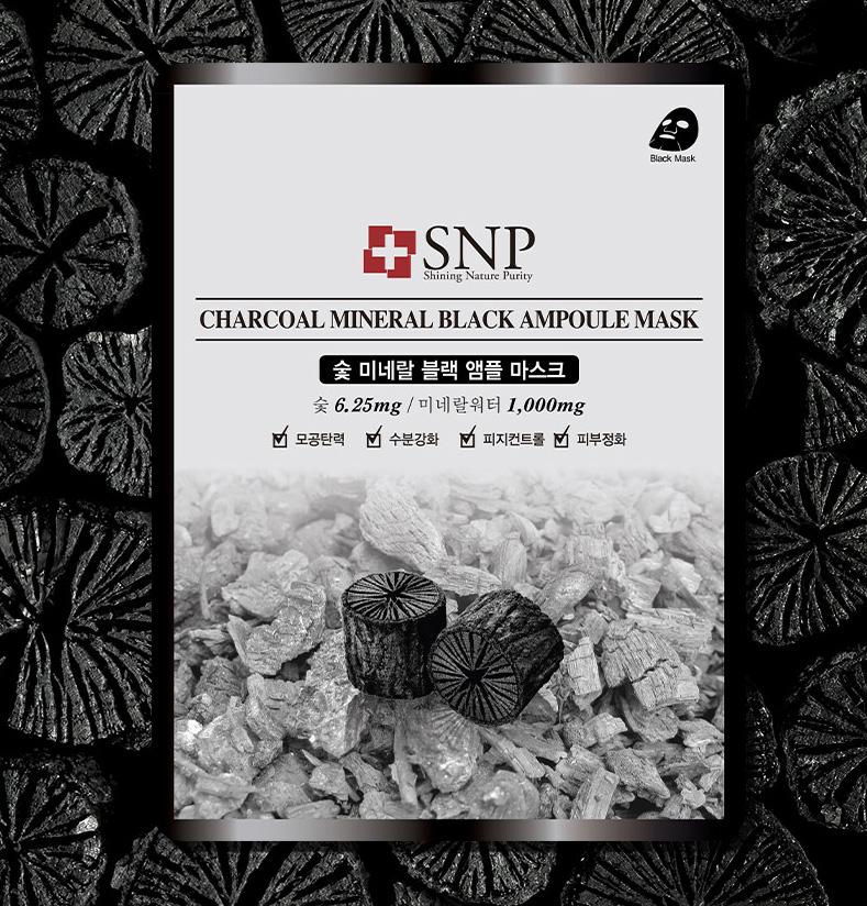 Mặt nạ than hoạt tính SNP Charcoal Mineral Black Ampoule Mask