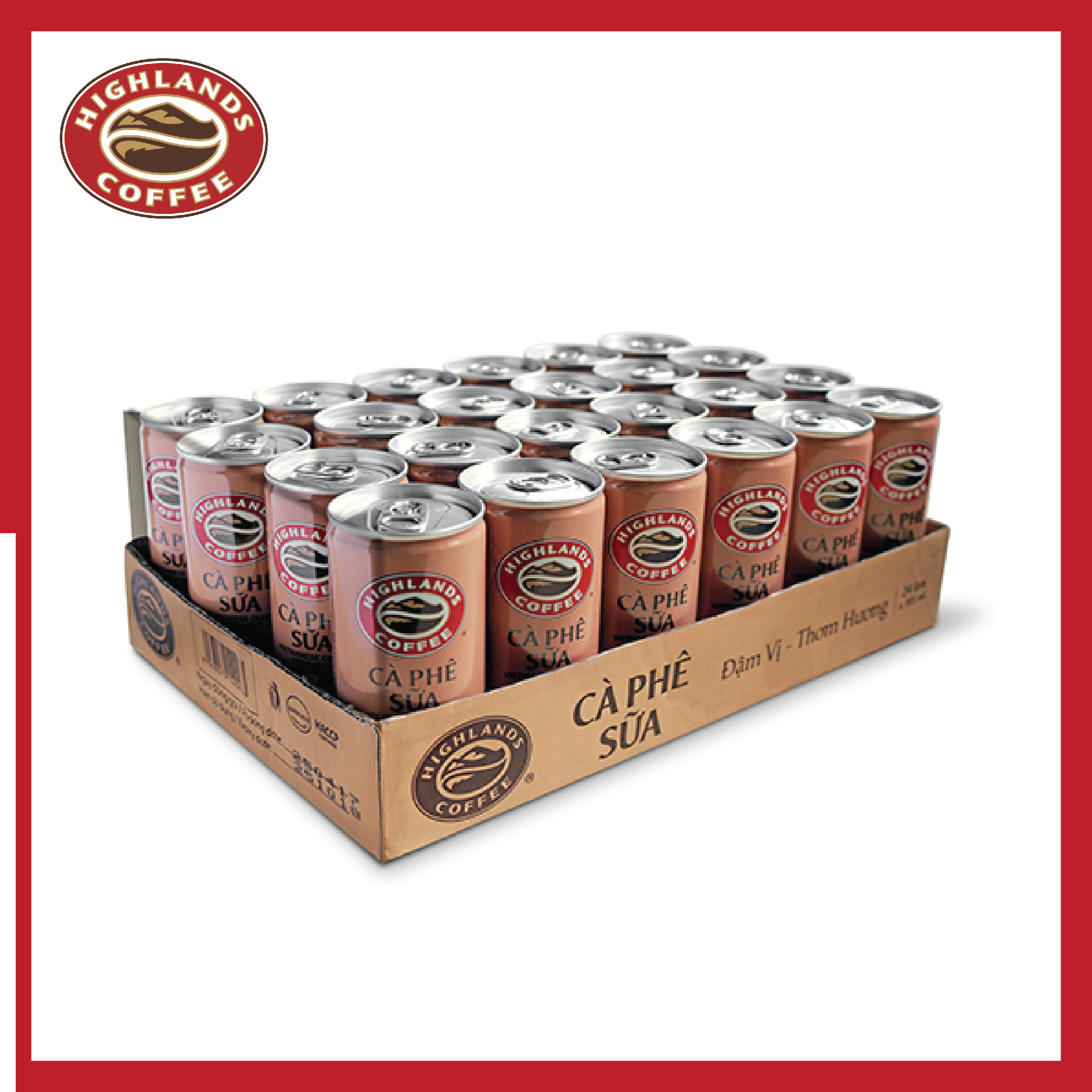 Thùng 24 lon cà phê sữa Highlands 185ml