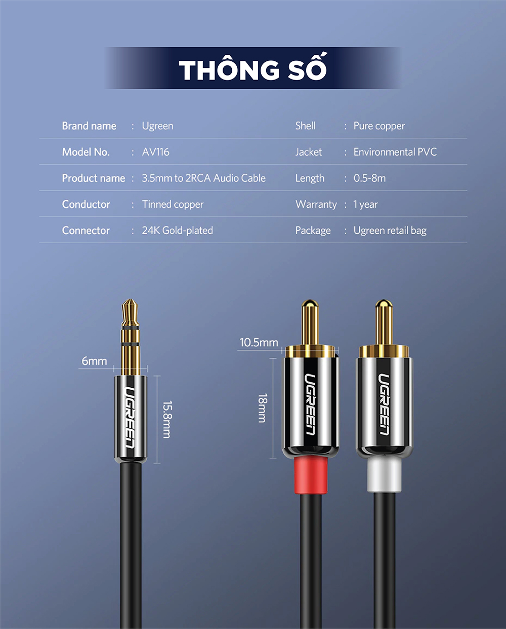 Cáp Audio 3.5mm Ugreen UG-10590