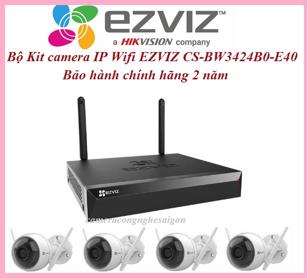 Bộ Kit camera IP Wifi EZVIZ CS-BW3424B0-E40 (4 camera CS-C3WN kèm 1 đầu ghi CS-X5S-4W)