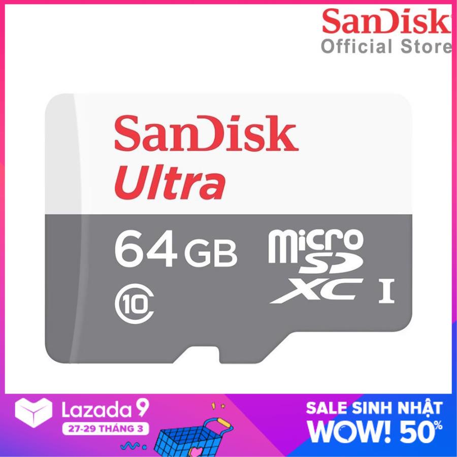 Thẻ nhớ SanDisk Ultra microSDXC SDSQUNS-064G-GN3MN C10  UHS-1  80MBs R