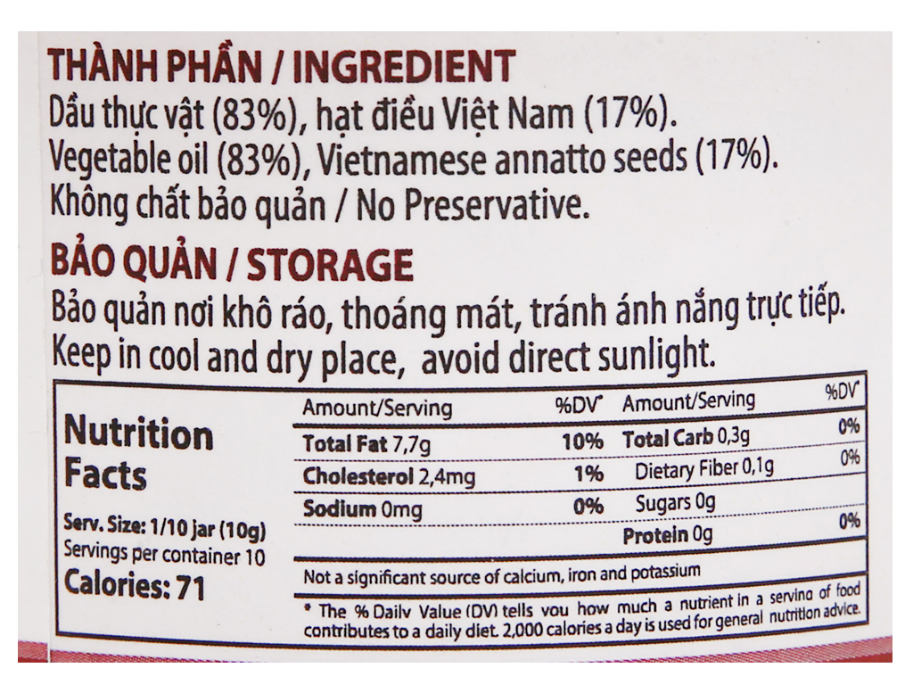 DẦU ĐIỀU PHI YESHUE 100g