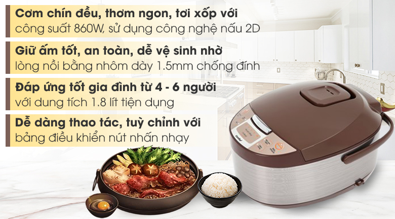 Nồi cơm điện Comfee CR-FD1820C 1.8L