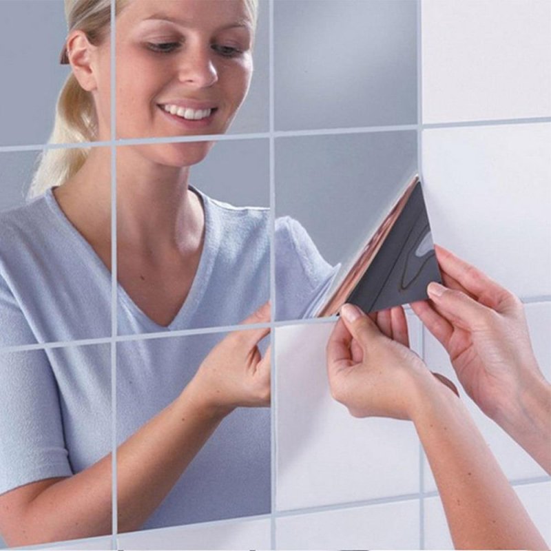 16 Cái Đề Can Dán Tường Vuông, Tự Dính, Chống Thấm Trang Trí Phòng Tắm, Nhà Bếp Kích Cỡ : 0.1mm - Quốc Tế