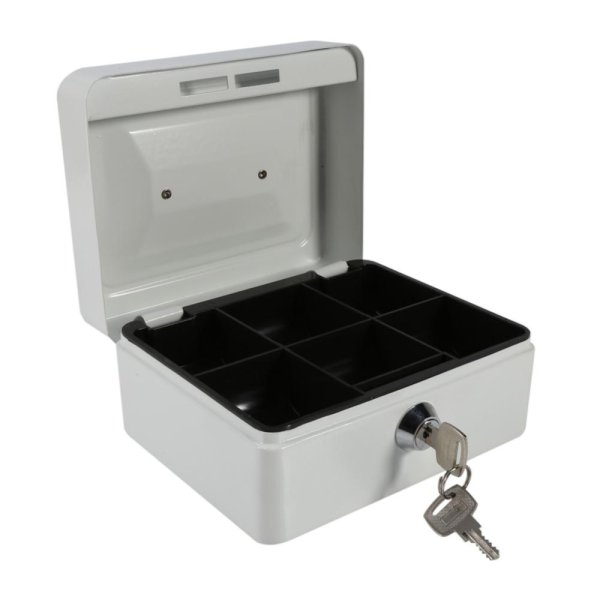 1Pc Mini Portable Steel Petty Lockable Cash Money Coin Safe Security Box Household (White) - intl