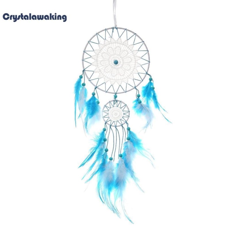 2 Circle Feathers Handmade Dreamcatcher Net Wall Hanging Home Decor Gifts - intl