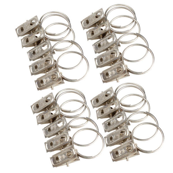20pcs Stainless Steel Window Shower Curtain Rod Clips Rings Drapery Clips