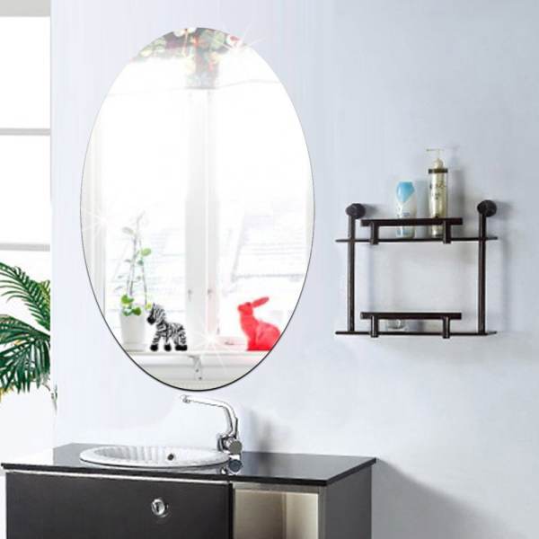 Gương Dán Phòng Tắm Chuồn Thấm Nước Acrylic Hình Bầu Dục 27*42 cm-quốc tế