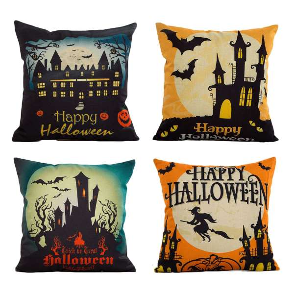 4 cái Lanh Halloween Ma Quái Bát Trang Trí Ném Vỏ Gối Áo Gối Trang Trí Halloween Tiếp Liệu 45x45 cm- quốc tế