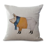 5PCS Pigs Pattern Cotton Linen Cushion Pillow Cover Pillowcase Home Decor - intl