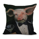 5PCS Pigs Pattern Cotton Linen Cushion Pillow Cover Pillowcase Home Decor - intl