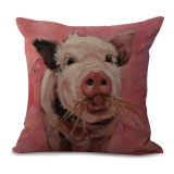 5PCS Pigs Pattern Cotton Linen Cushion Pillow Cover Pillowcase Home Decor - intl