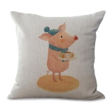 5PCS Pigs Pattern Cotton Linen Cushion Pillow Cover Pillowcase Home Decor - intl