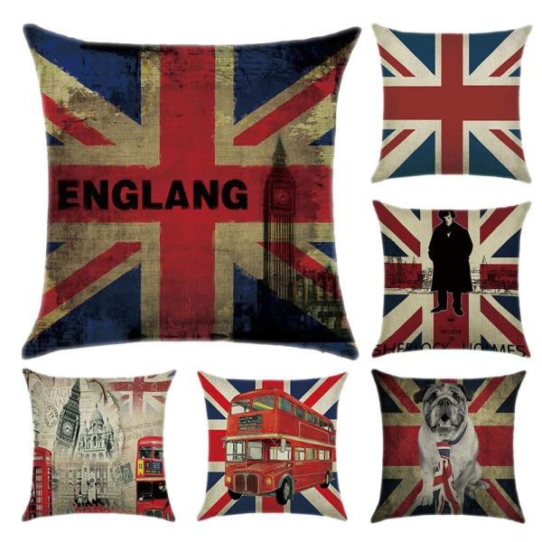 6PCS England National Flag Pattern Throw Pillow Cover Cotton Linen Sofa Cushion Pillowcase - intl