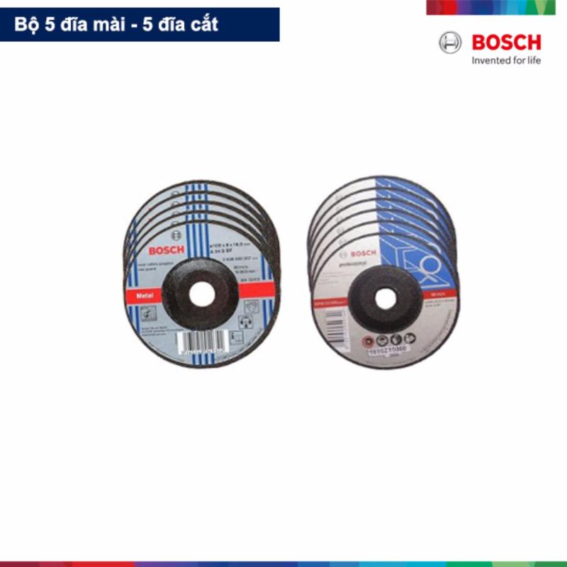 Bộ 5 đĩa cắt 2x100mm và 5 Đĩa mài 6x100mm Bosch (Đen)