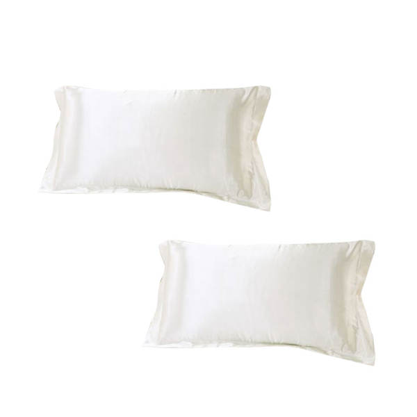 BolehDeals 2x Silky Soft Satin Standard Pillow Cushion Cover Pillowcase Bed Decor-White - intl