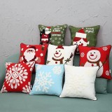 Christmas Santa Pure Cotton Embroidering Pillow Cases Snowflake Cushion Cover - intl