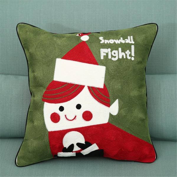 Christmas Santa Pure Cotton Embroidering Pillow Cases Snowflake Cushion Cover - intl