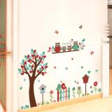 Decal dán tường đàn cú vui đùa trên cây SK9162