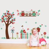 Decal dán tường đàn cú vui đùa trên cây SK9162