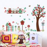 Decal dán tường đàn cú vui đùa trên cây SK9162