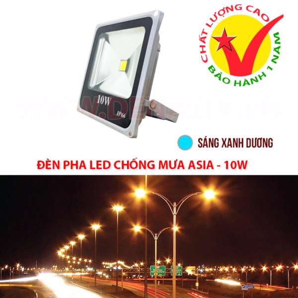 Đèn pha LED siêu sáng, chống mưa IP66 ASIA Lighting 10W