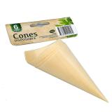 Bộ 6 Dĩa sử dụng 1 lần hình nón bằng gỗ Uncle Bill YT0053