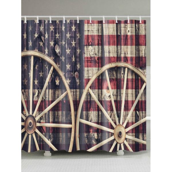 Distressed American Flag Fabric Shower Curtain - intl