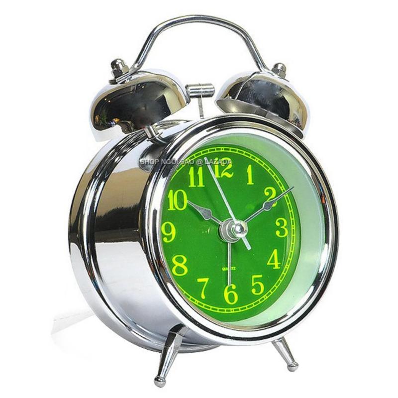 Nơi bán ĐỒNG HỒ NHỎ ĐỂ BÀN BÁO THỨC CHUÔNG ĐÔI INOX CHỮ DẠ QUANG ( đường kính 7.5cm)