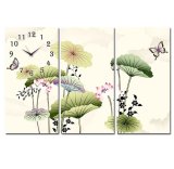 Tranh đồng hồ Hương sen bướm lượn Suemall NT140401