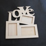 Durable Hollow Love Wooden Family Photo Frame White Base Art DIY Home Decor - intl