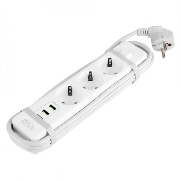 EU Cắm USB Thông Minh Power Strip 3 Cổng 3 Ổ Cắm Ổ điện Bảo Vệ Quá Tải-quốc tế